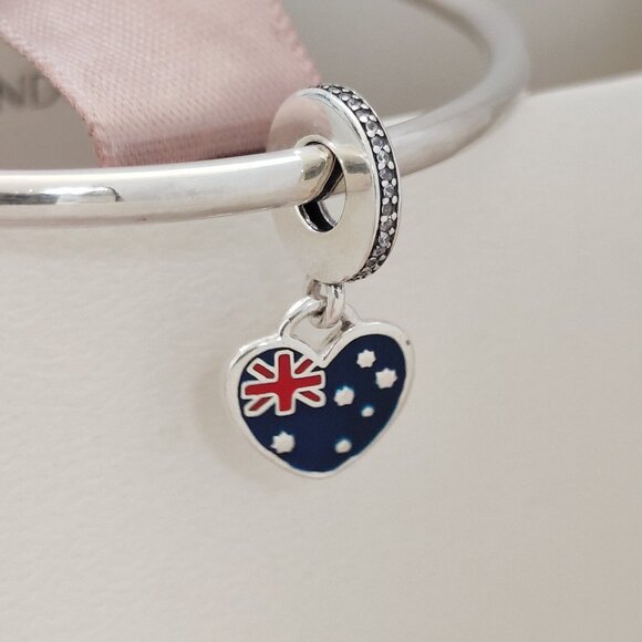 Pandora Australia Flag Heart Dangle Charm Exclusive Travel Destination with box - Picture 5 of 6
